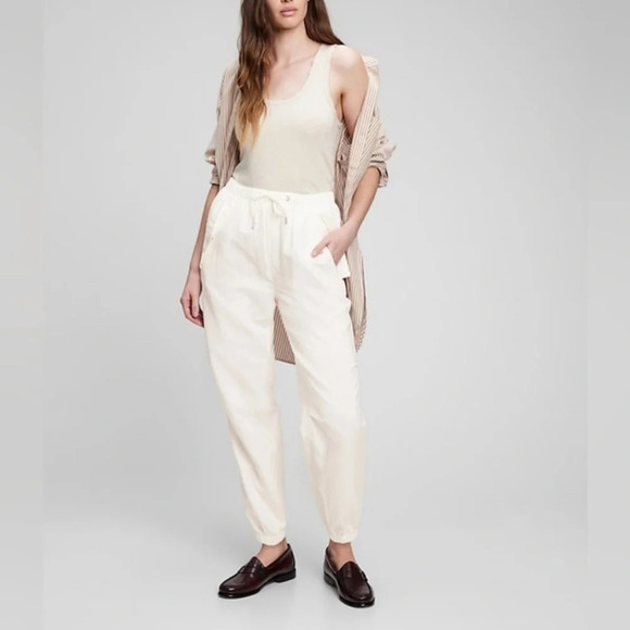 GAP Pants - GAP Off White High Rise Linen-Cotton Utility Joggers with Washwell NWT